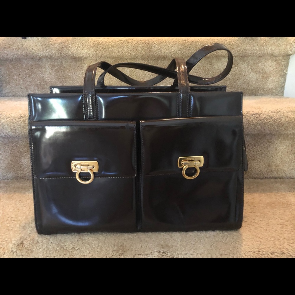Ferragamo patent leather handbag